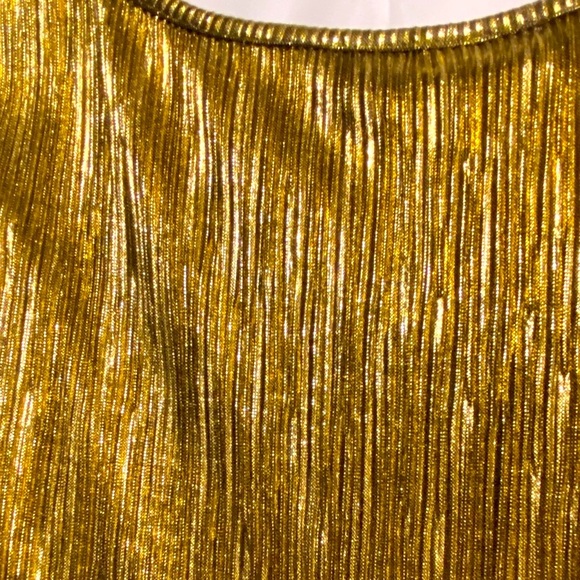 Retro Glam Gold Sleeveless Shirt Blouse 22/24 Mobwife Tiered Ruffled Scoop Neck - Picture 5 of 10